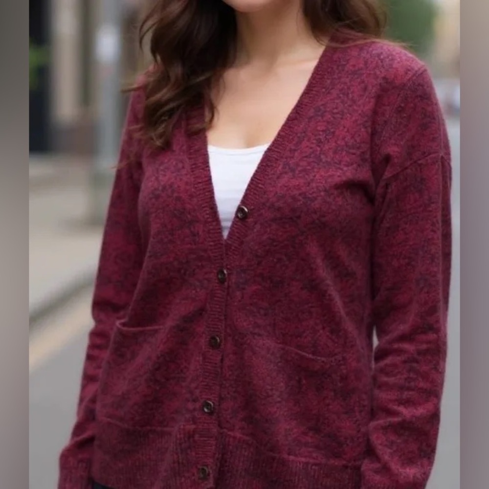 Madewell Maroon/Black Knit Cardigan